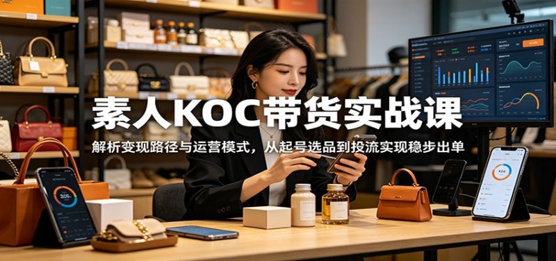 素人KOC带货实战课:解析变现路径与运营模式,从起号选品到投流实现稳步出单-大设天下