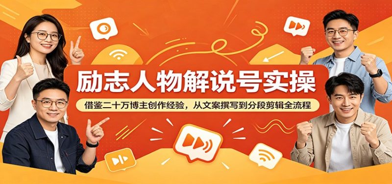 励志人物解说号实操：借鉴二十万博主创作经验，从文案撰写到分段剪辑全流程-大设天下